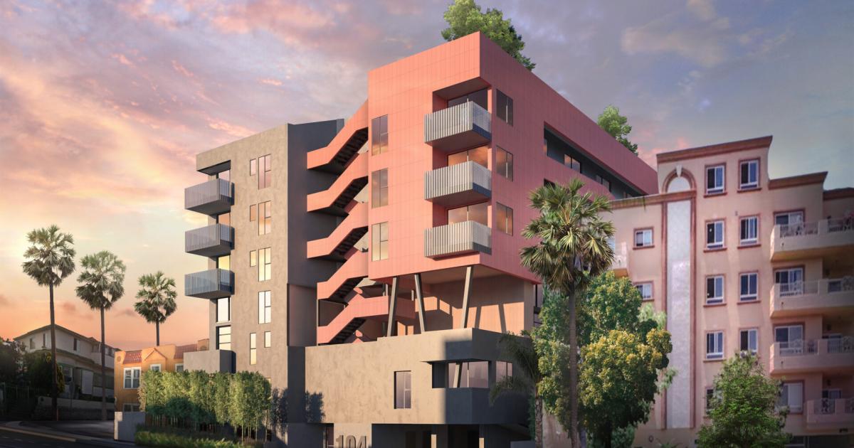 Six-story, 50-unit apartment building topped out at 1047 S